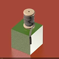 Gray Thread Spool Placed On Green Cube With Red Background For Daily Use 3d model