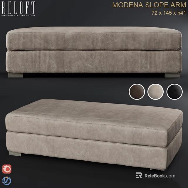 Gray Upholstered Sofa Bench With Wooden Legs And Multiple Color Options 3d model 