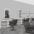 Elegant Modern Hair Salon Interior Design With Illuminated Mirrors And Styling Chairs