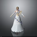 Elegant Detailed 3D Female Character In White Dress With Blue Gold Decorations