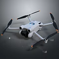 White Drone With Four Propellers And Camera Design Details 3d model