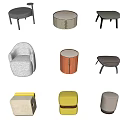 Modern Sofa Stool Casual Stool Round Stool Pedal 3d model