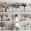 Elegant Vase Flower Displays With Mixed Blooms On Shelves Home Decor