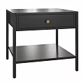 Black Modern Bedside Table With Single Drawer Gold Knob And Lower Shelf 3d model