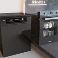 Modern Black Kitchen Appliances With Dishwasher Sterilizer Ninotli Digital Display And Transparent Door