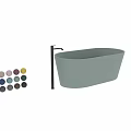 Modern Light Green Freestanding Bathtub With Black Faucet And Multiple Color Options