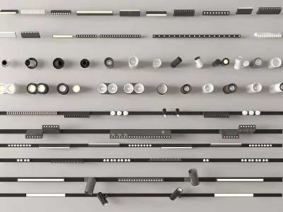 Collection of Modern Downlights and Spotlights with Various Styles for Home Lighting 3d model