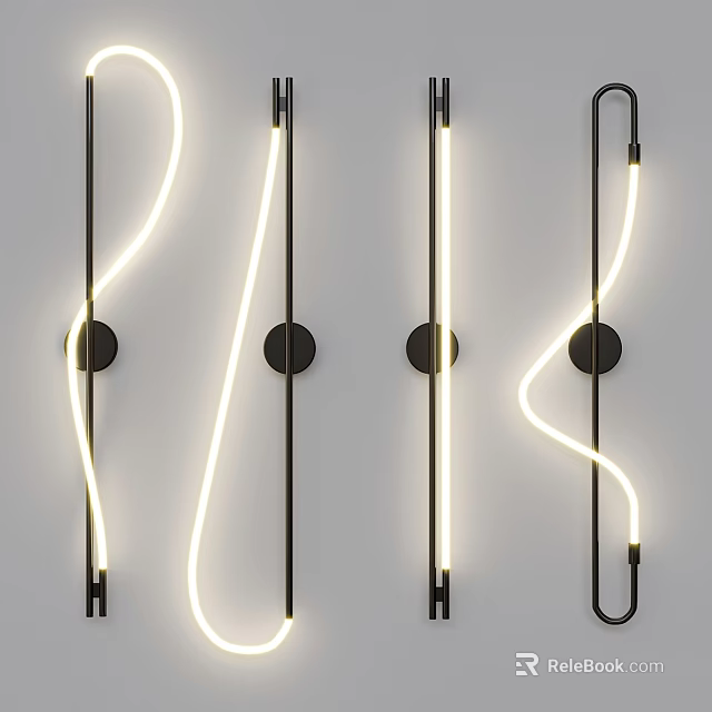 Modern Curved LED Wall Lamps With Sleek Design For Interior Lighting Decor 3d model