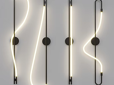 Modern Curved LED Wall Lamps With Sleek Design For Interior Lighting Decor 3d model