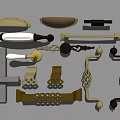 Light luxury handle door handle combination 3d model
