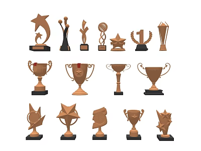 Modern Trophy Combination Metal Trophy 3d model