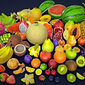 Fresh Colorful Assorted Fruits With Watermelon Pineapple Bananas Grapes And Strawberries