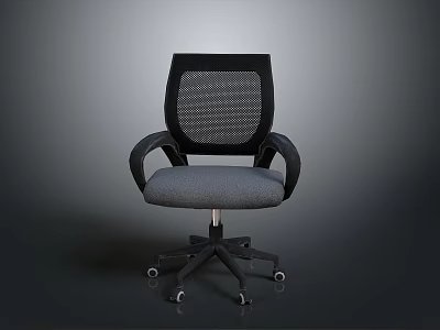 Ergonomic Modern Office Chair With Black Mesh Backrest Gray Seat And Wheeled Base 3d model