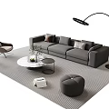 Sofa Coffee Table Combination Multi-person Sofa Coffee Table Single Casual Chair Lazy Sofa Metal Floor Lamp Side Table Jewelry Ornaments 3d model