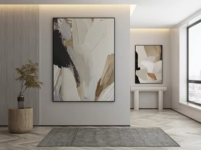 Abstract Painting With Neutral Tones In Modern Interior As Wall Decor Artwork 3d model