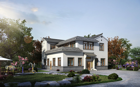 New Chinese Style Villa 3d model