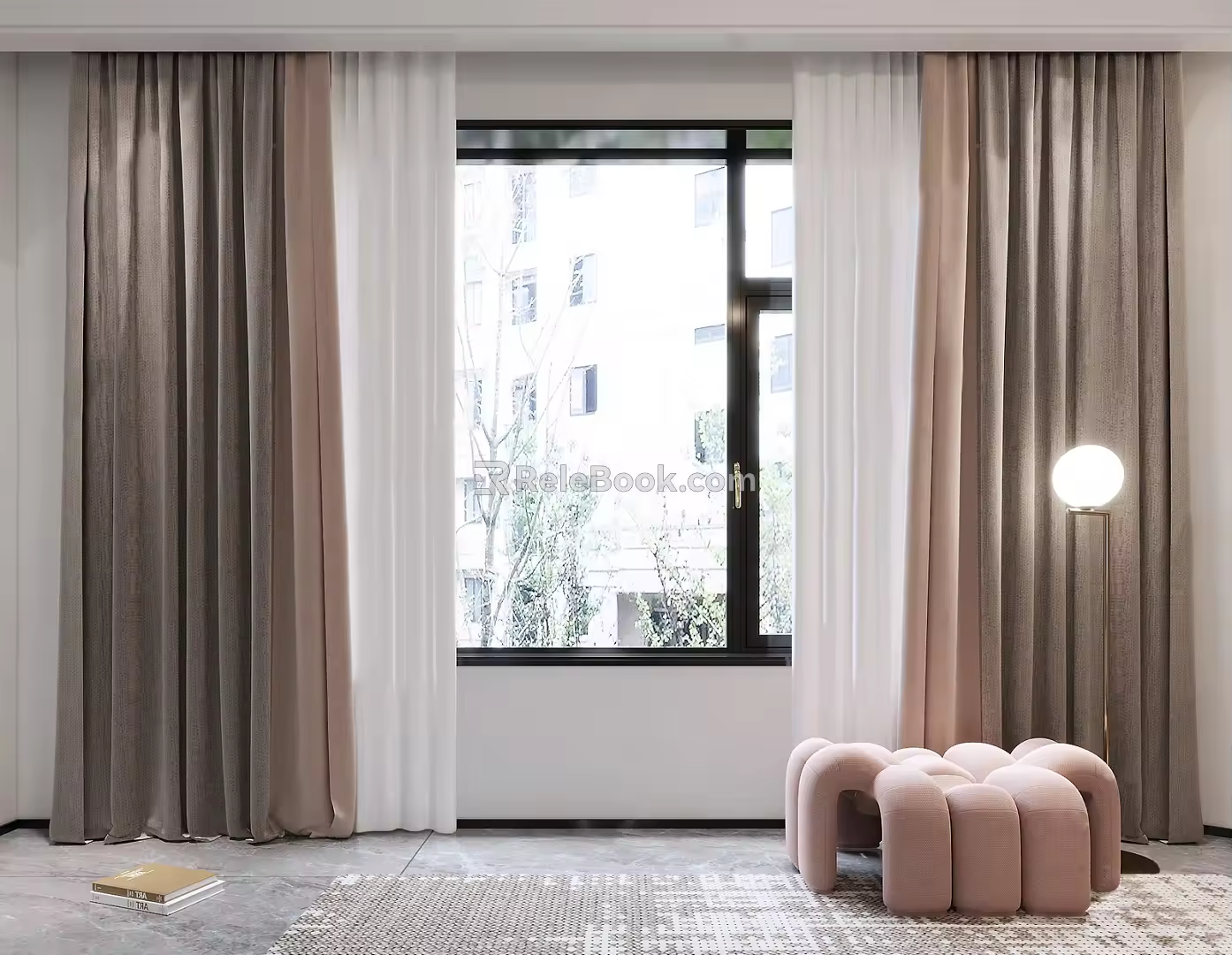 Modern Curtain Fabric Curtain 3d model