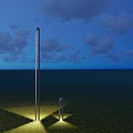 Outdoor Lights Standing on Green Grassland with Cloudy Sky Tall and Short Metal Pole Design