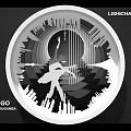 Elegant Round Clock Design With Ballet Dancer Silhouette And Cityscape In Black White Gray