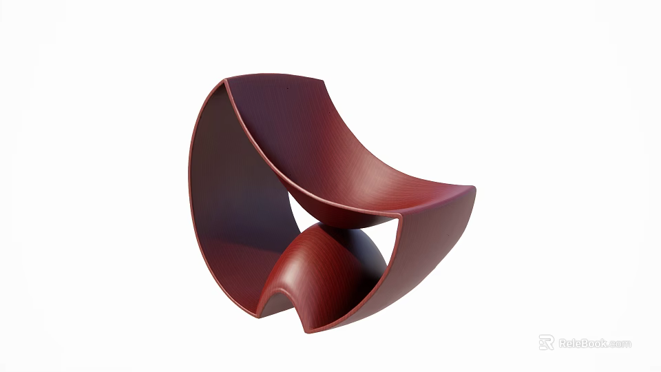 Stylish Red Curved Single Sofa With Modern Design And Comfortable Seating 3d model 