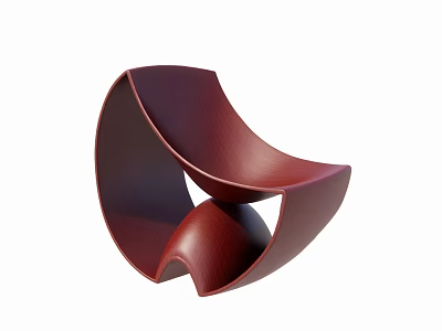 Stylish Red Curved Single Sofa With Modern Design And Comfortable Seating 3d model
