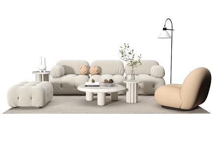 Modern Sofa Coffee Table Combination Cream Sofa Coffee Table Combination Sofa Coffee Table Leisure Chair Leisure Sofa 3d model