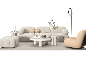 Modern Sofa Coffee Table Combination Cream Sofa Coffee Table Combination Sofa Coffee Table Leisure Chair Leisure Sofa 3d model