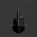 Modern Military Submarine 3D Rendered With Long Metal Hull And Conning Tower