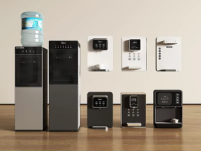 Modern Daily Electrical Appliances Featuring Water Dispensers With Digital Displays And Various Styles 3d model
