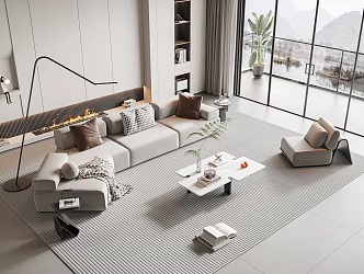 Modern sofa coffee table combination home 3d model