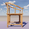 Wooden Traditional Armchair With Curved Armrests And Circular Backrest Cutout