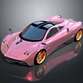 Pink Luxury Sports Car with Gold Rims and Black Roof Sleek Modern Supercar Design