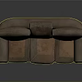 Modern Brown Three Seater Sofa With Two Tone Cushions And Curved Armrests