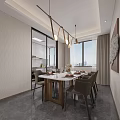 Modern Elegant Living Dining Room Interior Design With Blue Rug Sofa Dining Table And Artwork