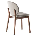 Modern Minimalist Single Chair With Curved Fabric Backrest And Wooden Legs