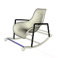 Comfortable Brown Leather Rocking Chair With Black Metal Frame Design