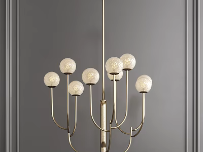 Modern Golden Chandelier With Multiple Spherical Glass Shades For Interior Decor 3d model
