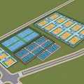 Aerial View Of Multiple Tennis Courts With Green Surroundings And Pathways