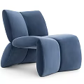 Modern Blue Velvet Leisure Chair With Unique Curved Backrest And Comfortable Design