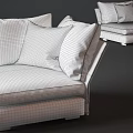 Modern Light Gray Fabric Single Sofa With Checkered Pillow And Solid Accent Pillows 3d model