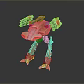 Mechanical Robot Character Design With Four Legs Red Gray Parts And Mechanical Arms