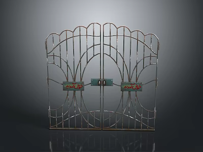 Vintage Metal Decorative Screen With Scalloped Design And Symmetric Floral Accents 3d model