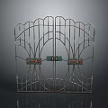Vintage Metal Decorative Screen With Scalloped Design And Symmetric Floral Accents