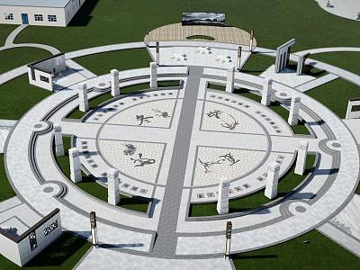 New Chinese Style Park Meteorological Landscape Park 3d model