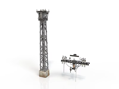Electric Power Transmission Lattice Towers With Metal Frames And Concrete Bases 3d model