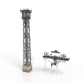 Electric Power Transmission Lattice Towers With Metal Frames And Concrete Bases