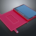Red Foldable Tablet With Leather Case Blue Screen Strap Closure And Modern Design 3d model