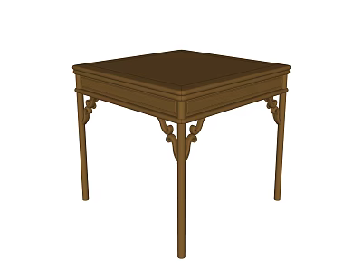 Traditional Brown Wooden Side Table With Carved Legs And Square Top Design 3d model