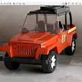 Electric Toy Jeep with Orange Body Black Roof Transparent Windshield and Number 81