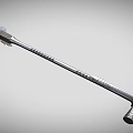Long Handle Sickle Weapon With Metal Construction Sharp Blade And Decorative Carvings
